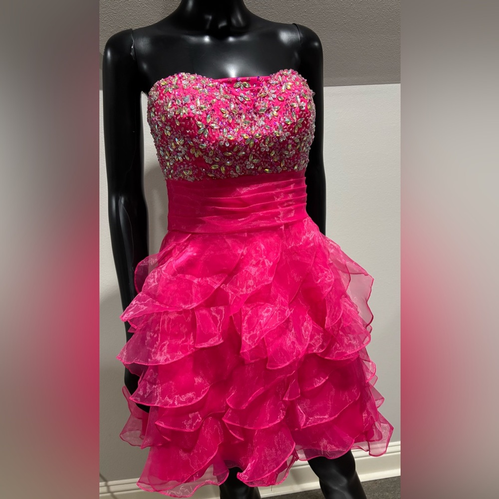 Kiss Kiss Formals strapless tulle jewel embellished prom pageant dance dress 6 8